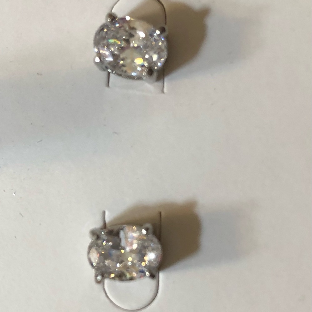 Diamonique Sparkling Silver Earrings - Picture 2 of 4
